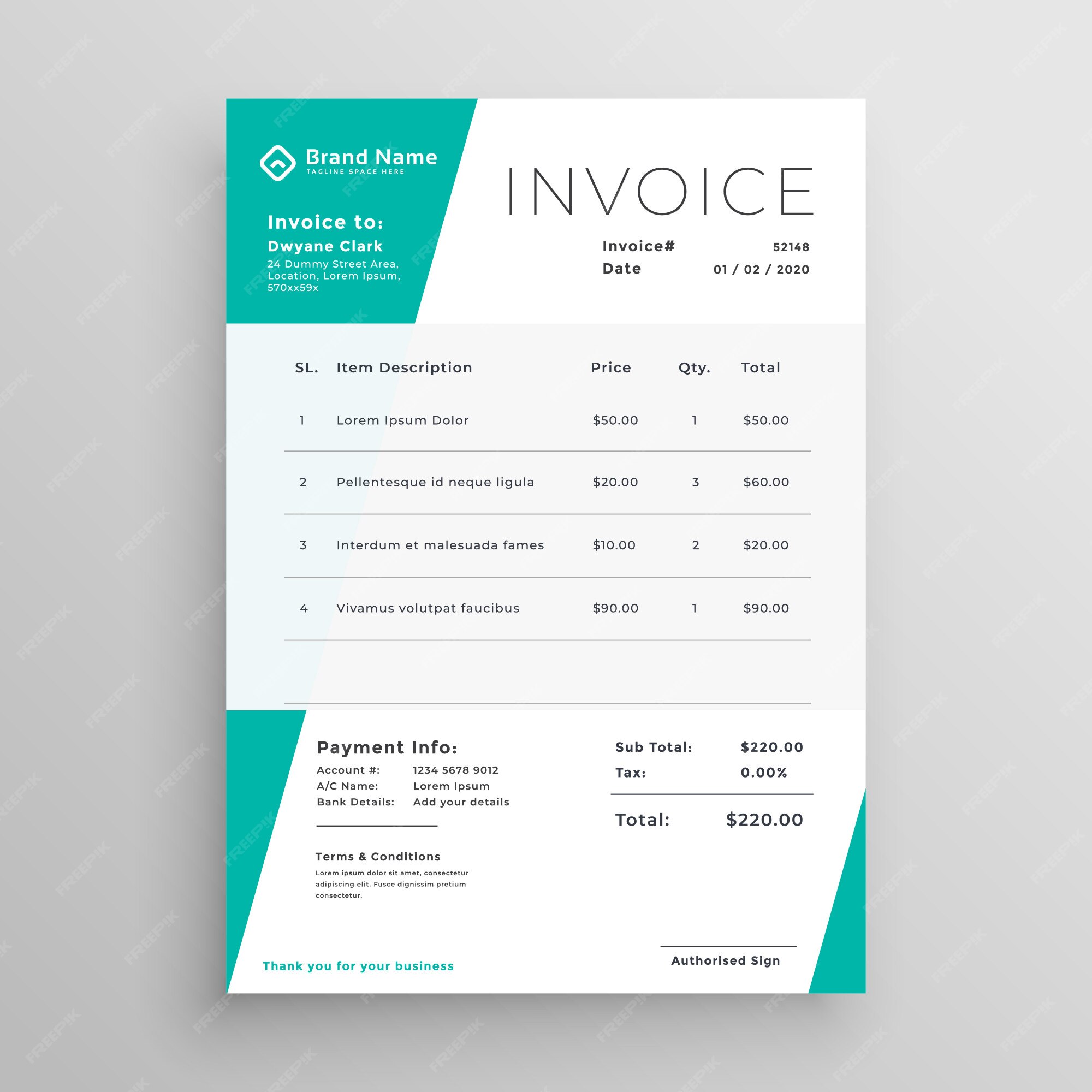 Free Vector | Geometric invoice template design inminimal style