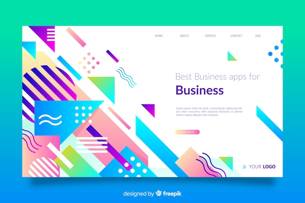 Free Vector | Geometric landing page with colourful shapes