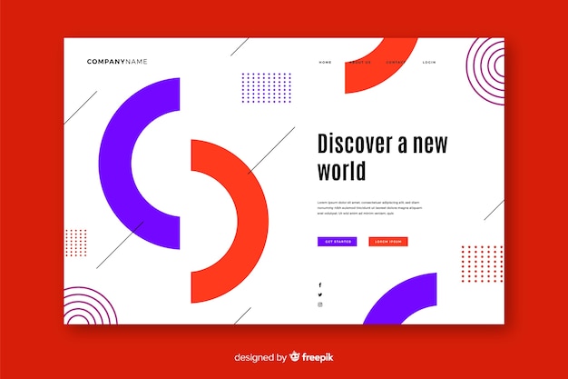 Geometric landing page with half circles Free Vector