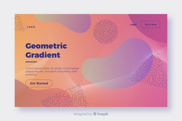 Geometric landing page Free Vector