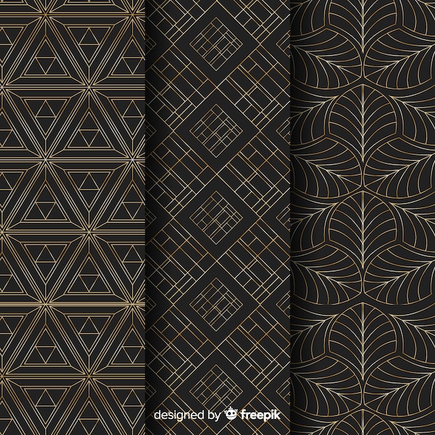 Geometric luxury pattern collection Free Vector