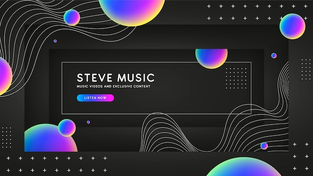 幾何学的な音楽のyoutubeチャンネルアート 無料のベクター