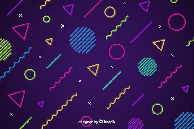 Free Vector | Geometric neon shapes background