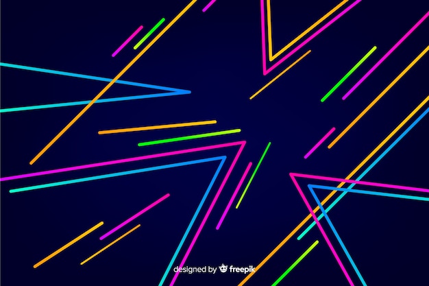 Geometric neon shapes decorative background Free Vector