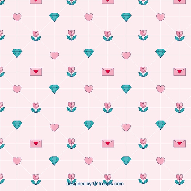 Geometric pattern with beautiful elements ready\
for valentine\'s day