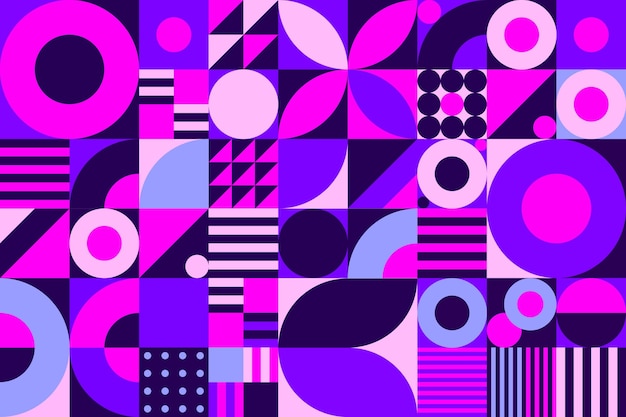 幾何学的な紫色の壁画の壁紙 無料のベクター