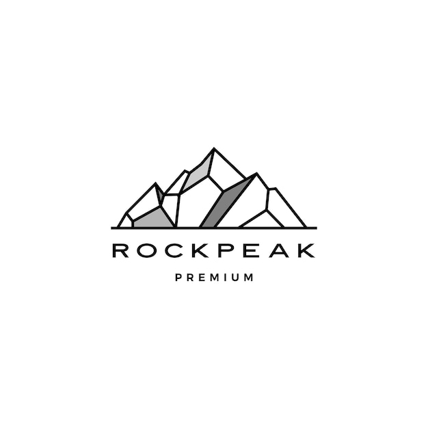 Geometric rock stone mount peak landscape rockpeak hard logo  template Premium Vector