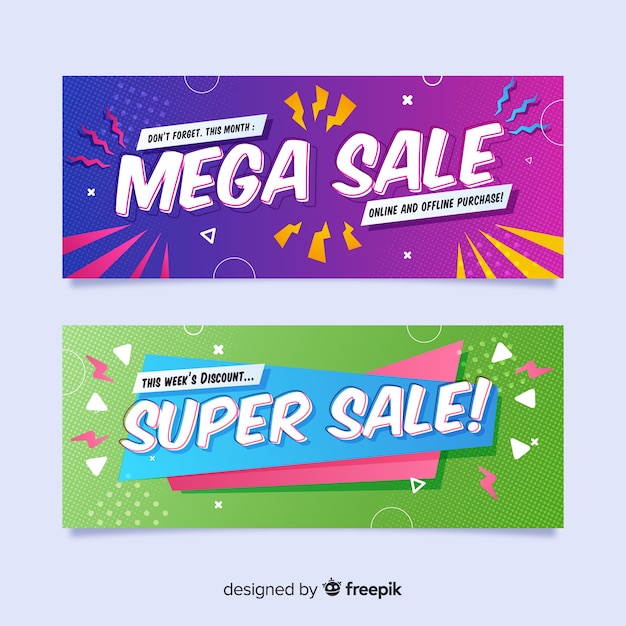 Free Vector | Geometric sales banners