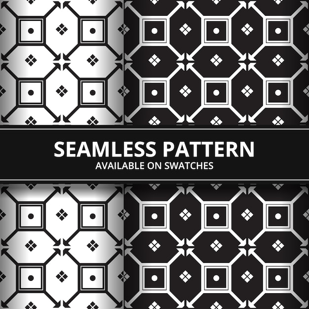 黒と白の色で幾何学的形状のバティックのシームレスなパターン背景壁紙 プレミアムベクター