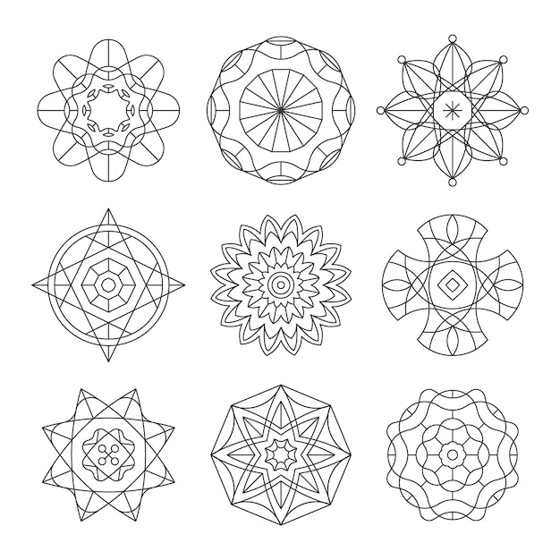 Premium Vector Geometric shape decorative outlines collection