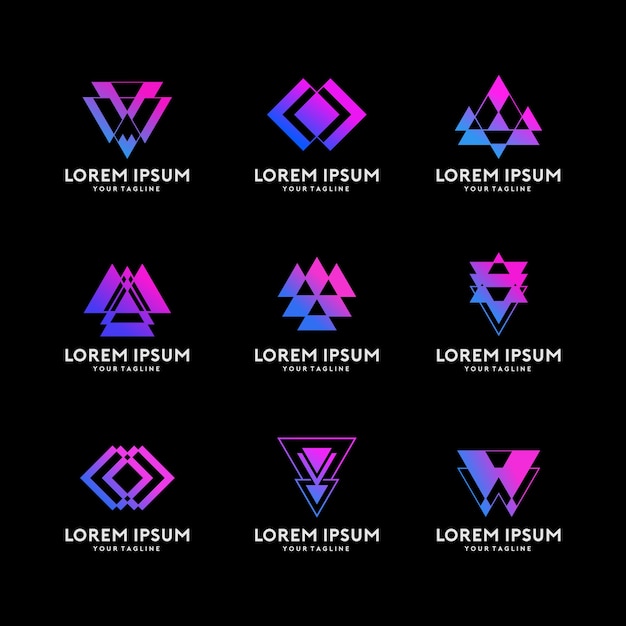 Premium Vector | Geometric shape logo template set