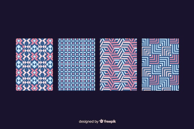 Geometric shape pattern cover collection Free Vector