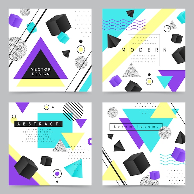 Geometric shapes background banner set Free Vector