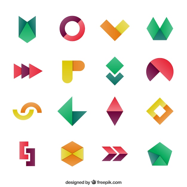 Download Geometric shapes in colorful style Vector | Free Download