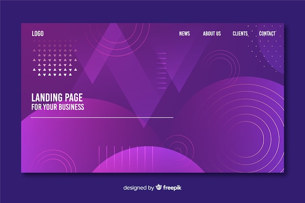 Geometric shapes landing page template Free Vector
