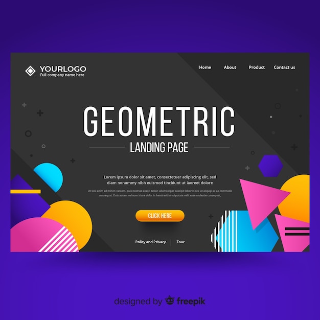 Free Vector Geometric shapes landing page template Free Vector Geometric shapes landing page template