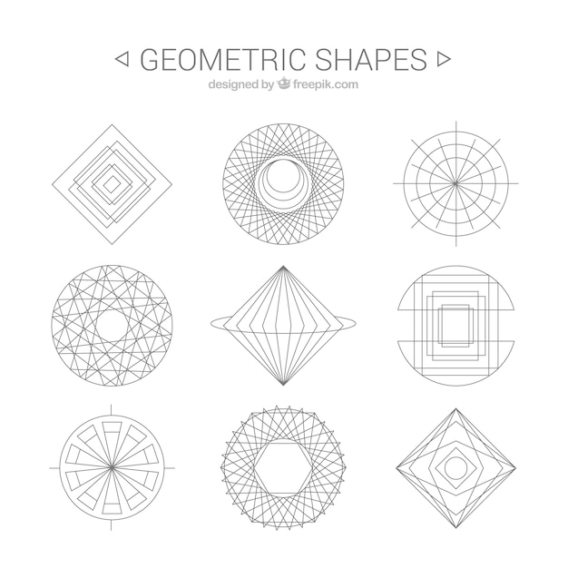 Geometric shapes line art Vector Free Download