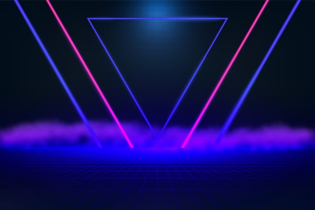 Geometric shapes neon lights background | Free Vector