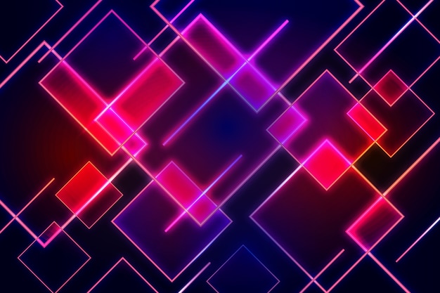 Geometric Shapes Neon Lights Background Free Vector 7136