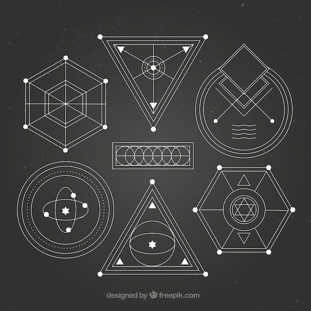 Geometric shapes ornaments pack Free Vector