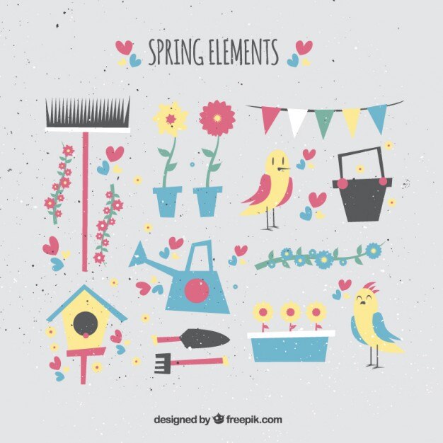 Premium Vector | Geometric spring elements in vintage style