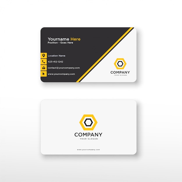 Premium Vector | Geometric yellow black business card