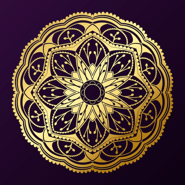 Download Free Vector | Geometrical gold mandala pattern on purple ...