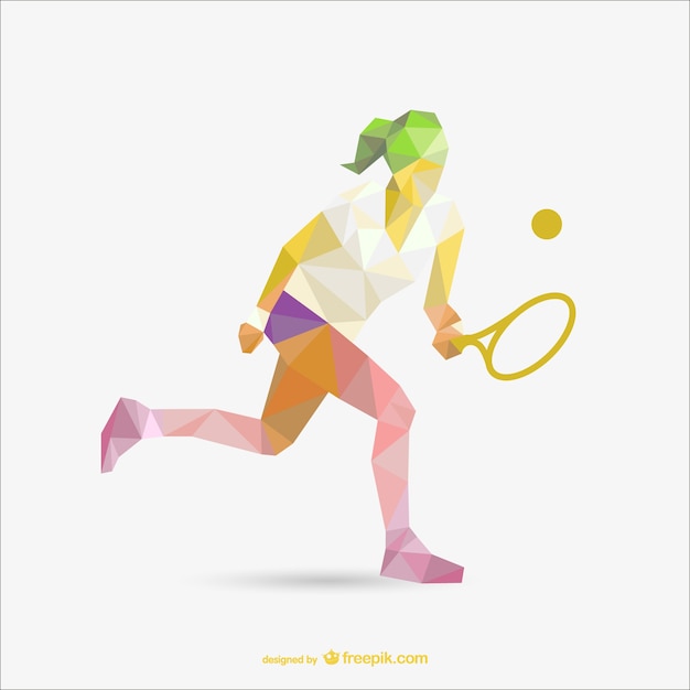 Geometry drawing of tennis woman player