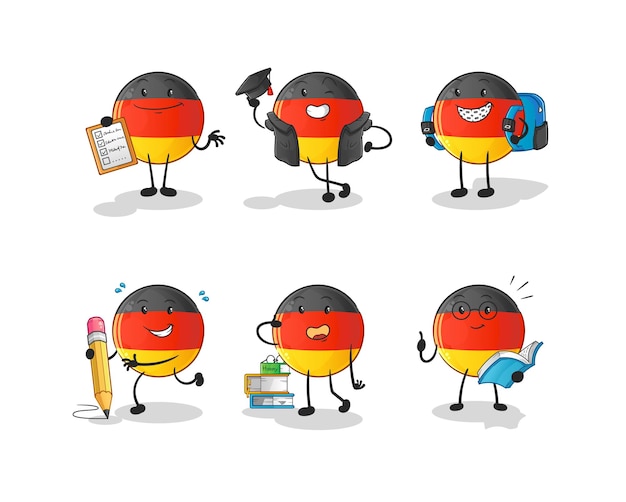 Premium Vector | German flag education set character. cartoon mascot vector