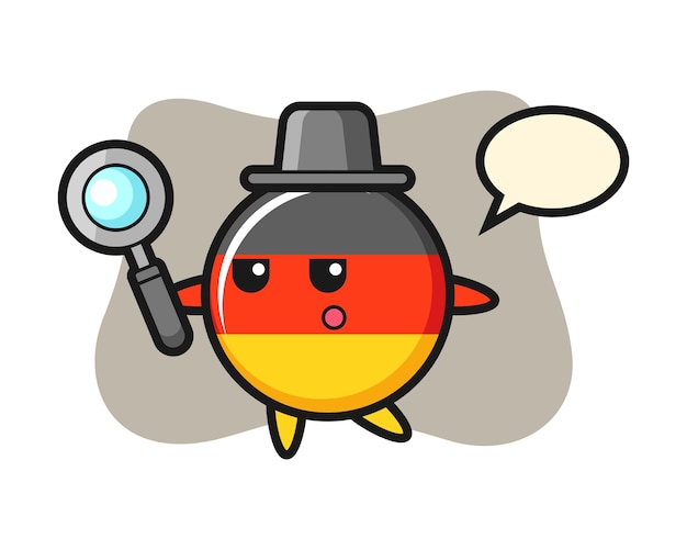 虫眼鏡で検索するドイツの旗バッジの漫画のキャラクター プレミアムベクター