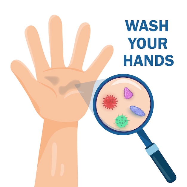 Cartoon Germs Hand Washing Poster