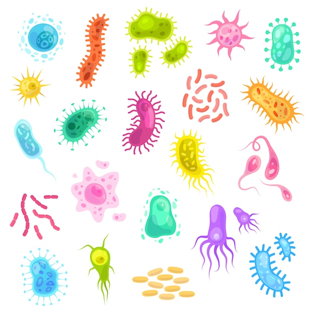 Premium Vector | Germs set. colorful flu virus cells biological ...