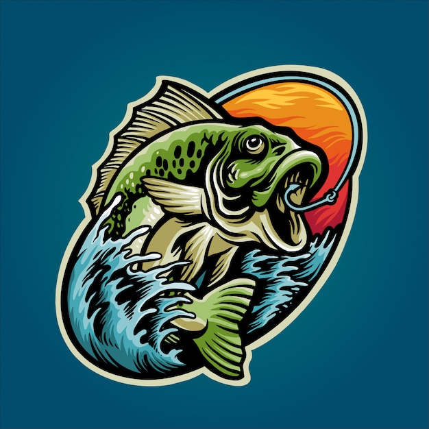 Get bass fish illustration Vector | Premium Download