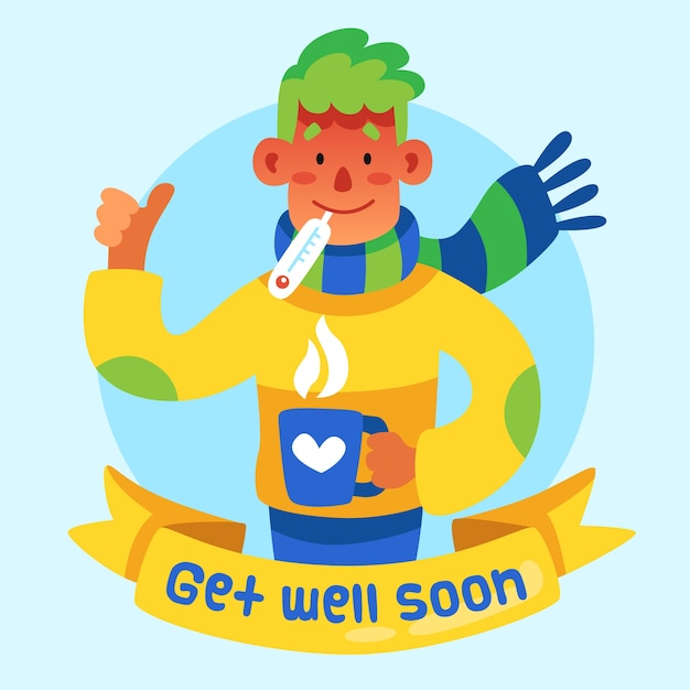 Download Get well soon concept illustrated | Free Vector