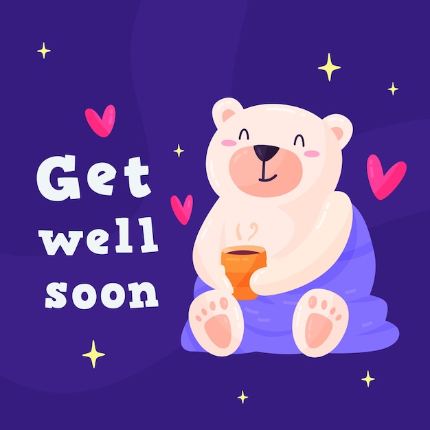 Free Vector | Get well soon cute character illustration