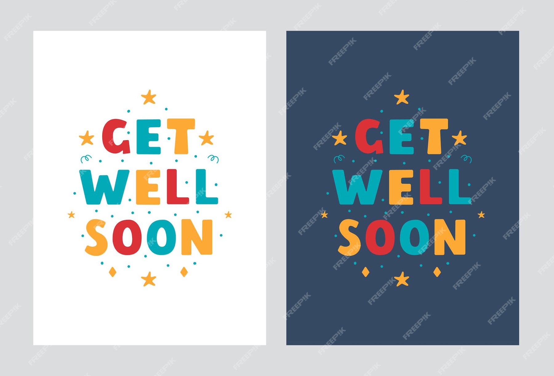 Premium Vector | Get well soon lettering posters in modern flat style ...