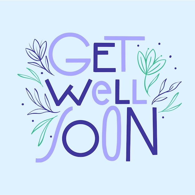 Free Vector | Get well soon lettering with leaves