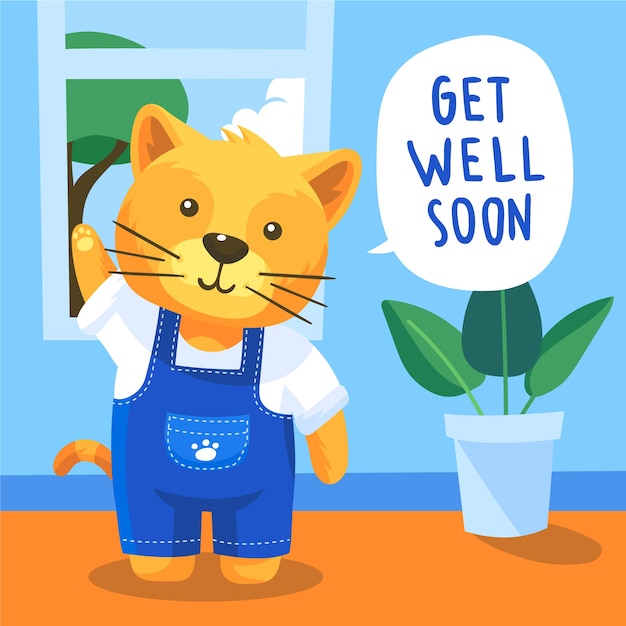 Free Vector | Get well soon message with cute cat