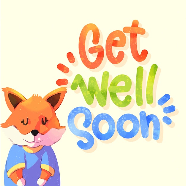 Free Vector | Get well soon message with fox
