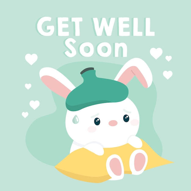 Get well soon and white bunny | Free Vector