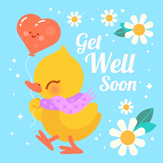 Download Get well soon with character design | Free Vector