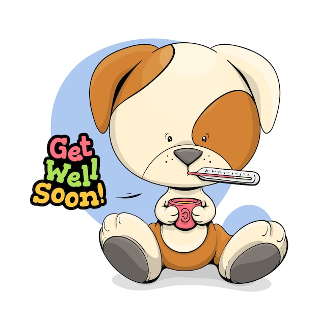 Get well soon with character message design | Free Vector