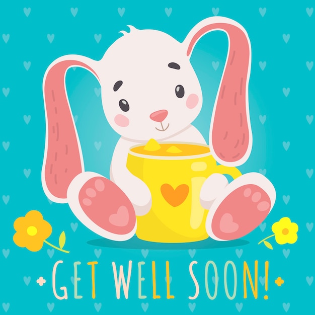 Free Vector Get well soon with a cute character