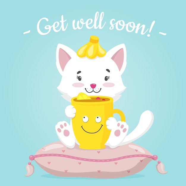 Get well soon with a cute character | Free Vector