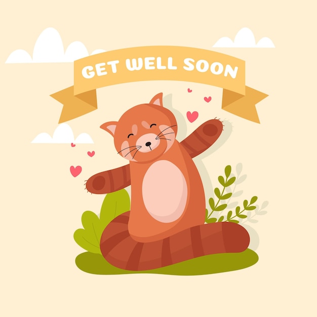 Download Get well soon with a cute character | Free Vector