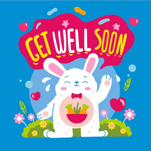 Download Get well soon with a cute character | Free Vector