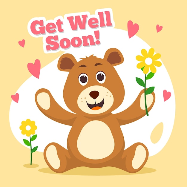 Get well soon with a cute character | Free Vector