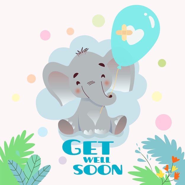Download Get well soon with elephant | Free Vector