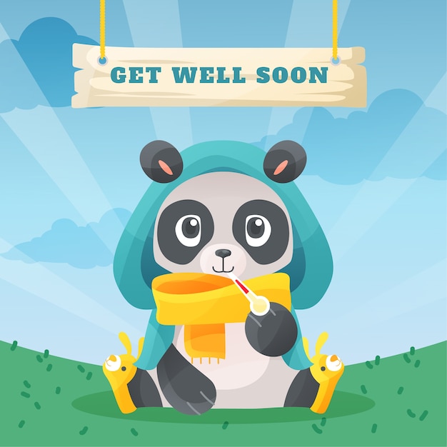 Free Vector | Get well soon with panda bear