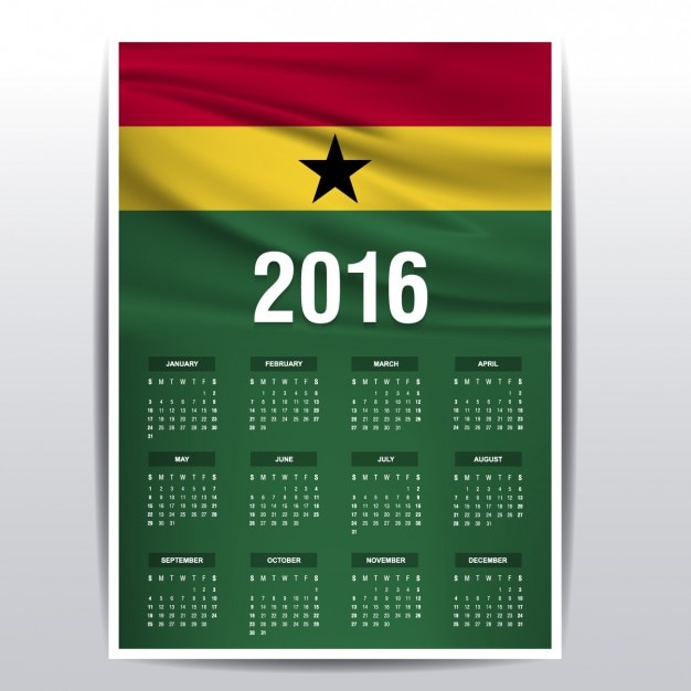 Ghana calendar of 2016 Vector | Free Download